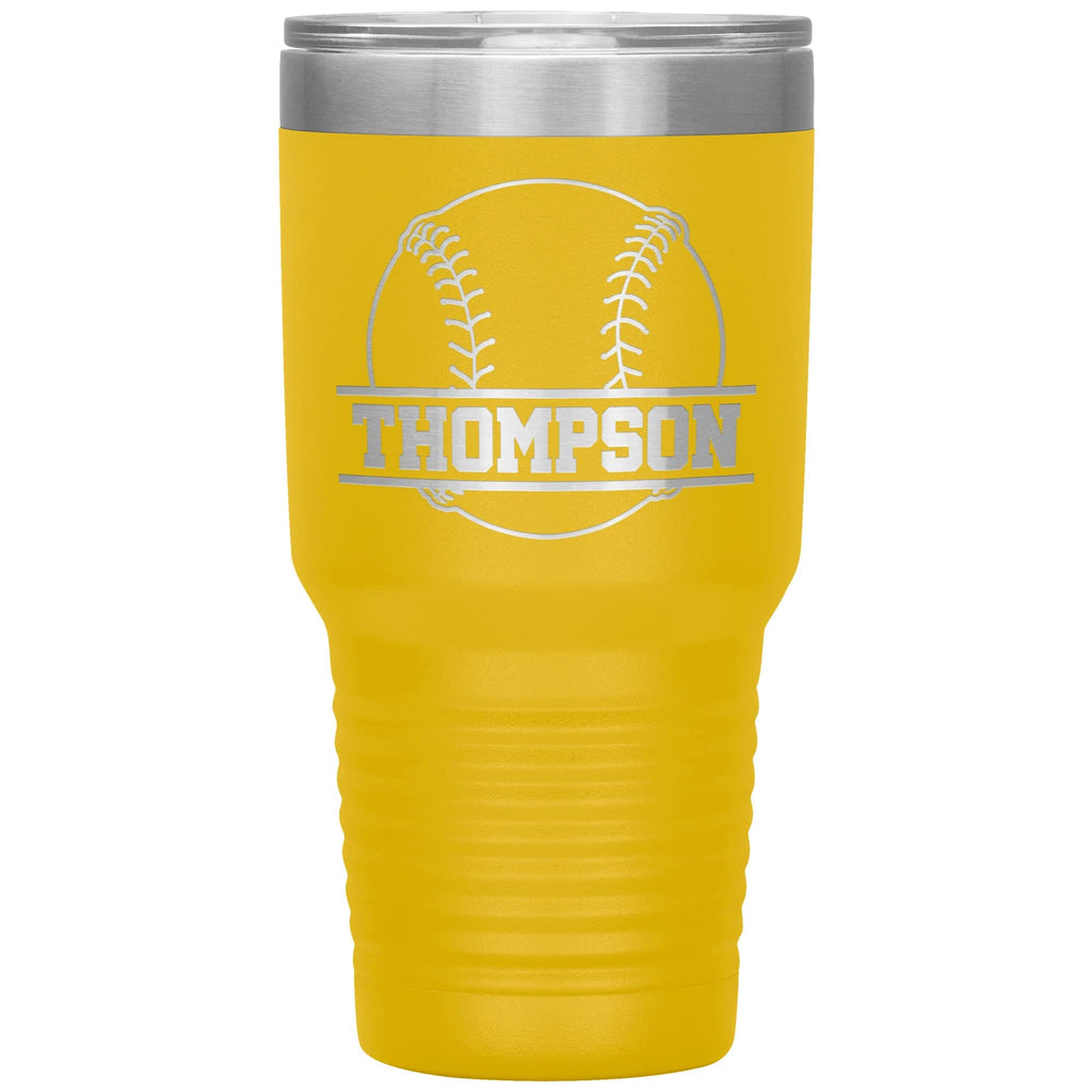Personalized Baseball Tumbler with Name | 30oz Insulated Stainless Steel Baseball Travel Mug
