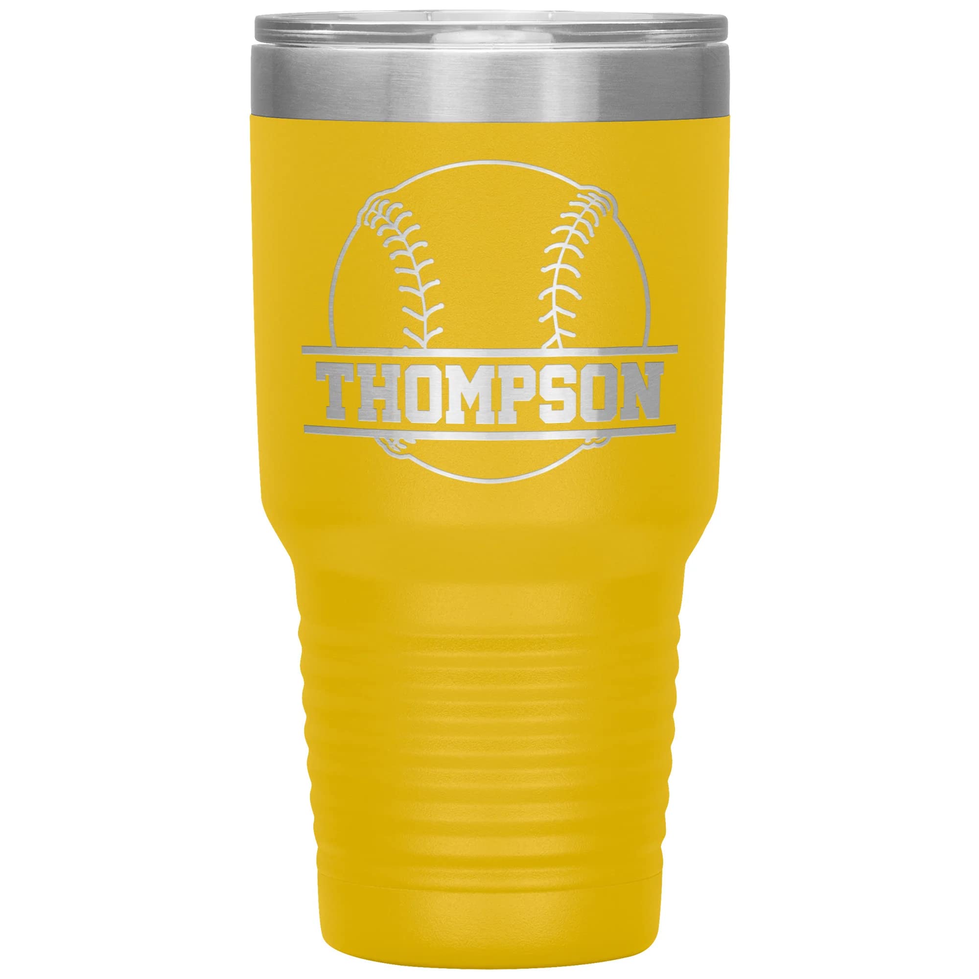 Personalized Baseball Tumbler with Name | 30oz Insulated Stainless Steel Baseball Travel Mug