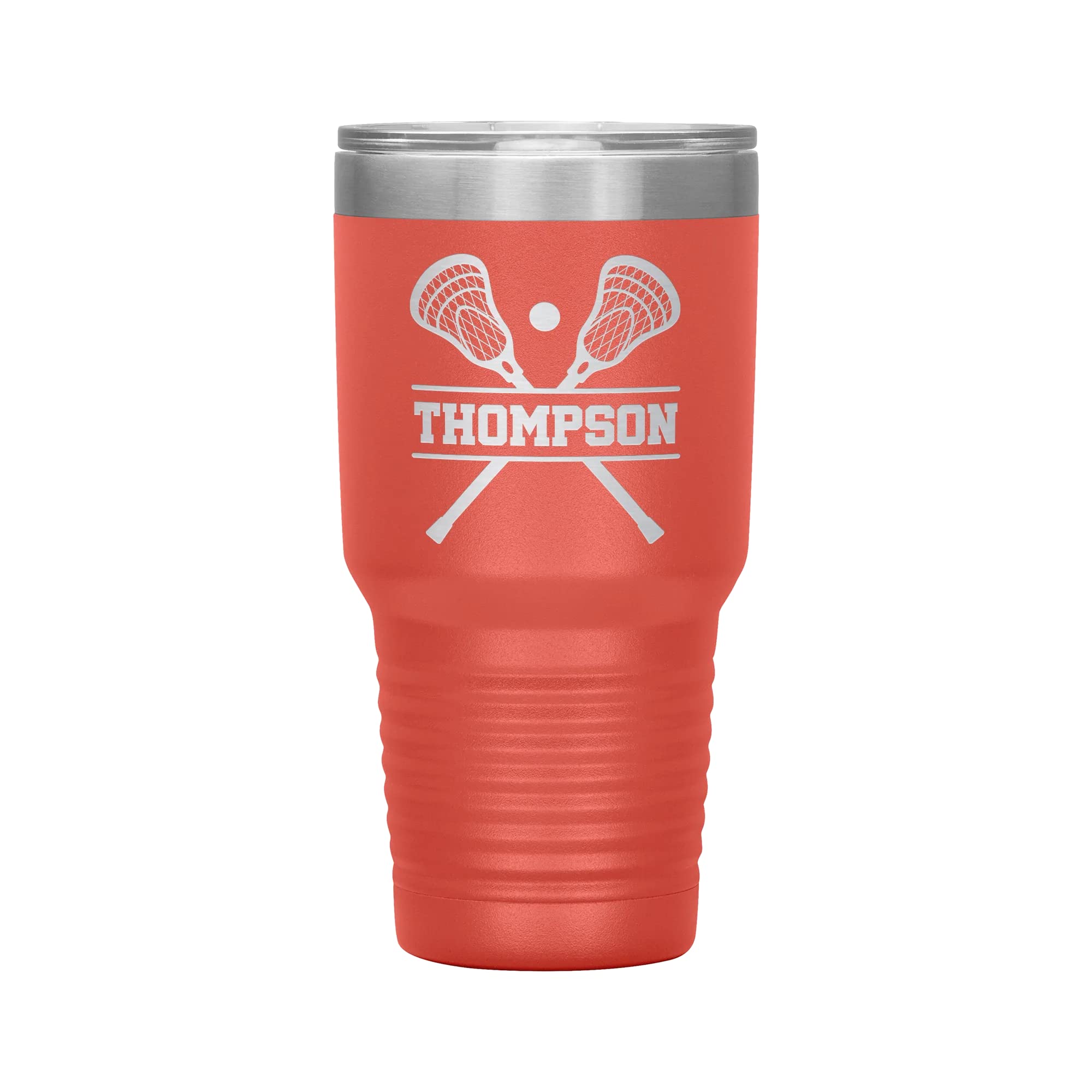 Personalized Lacrosse Tumbler with Name | 30oz Engraved Insulated Travel Mug