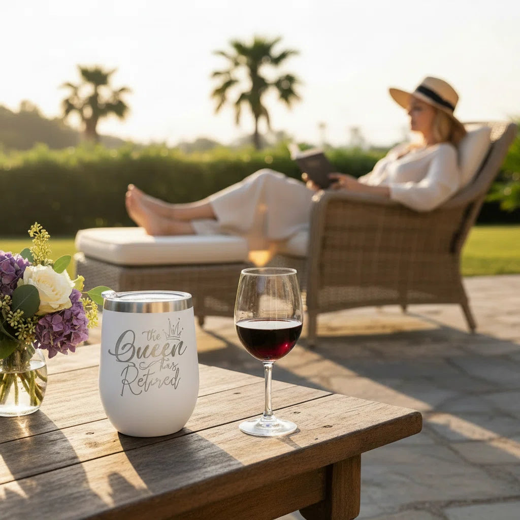 Retirement Gifts for Women | Funny Insulated Wine Tumbler 12oz with Lid & Straw | 2026 Farewell Gift