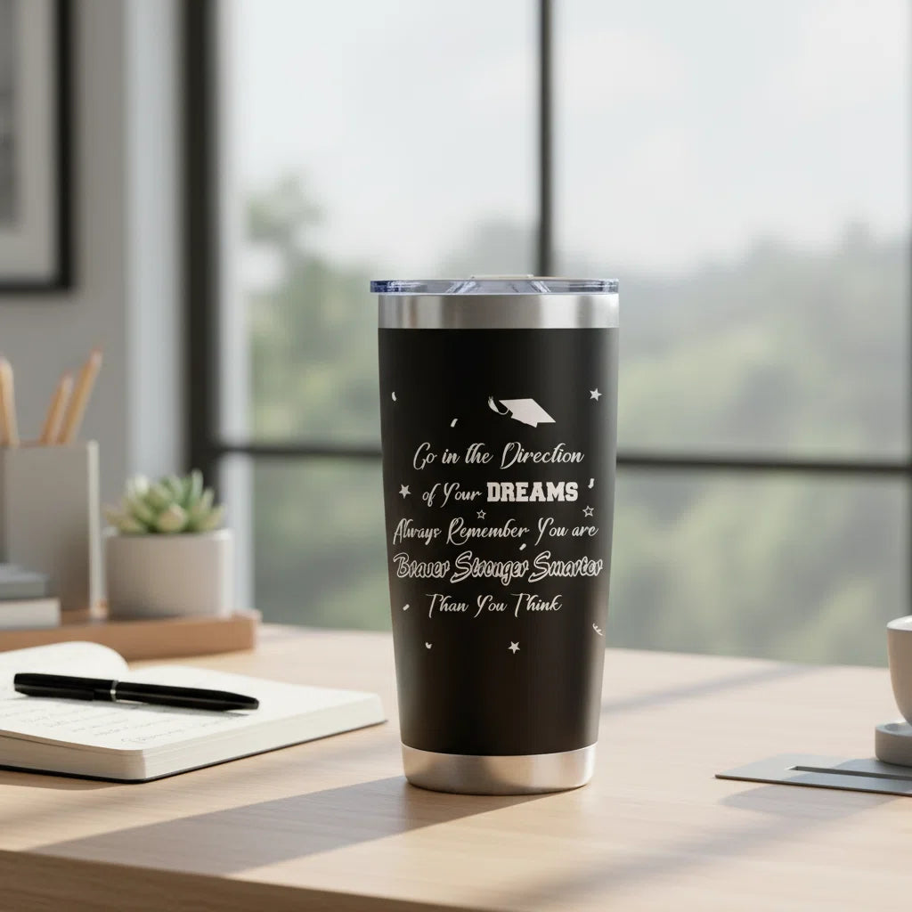 Graduation Gift for Her — 20oz Laser Engraved Tumbler | "Go in the Direction of Your Dreams" | Class of 2026