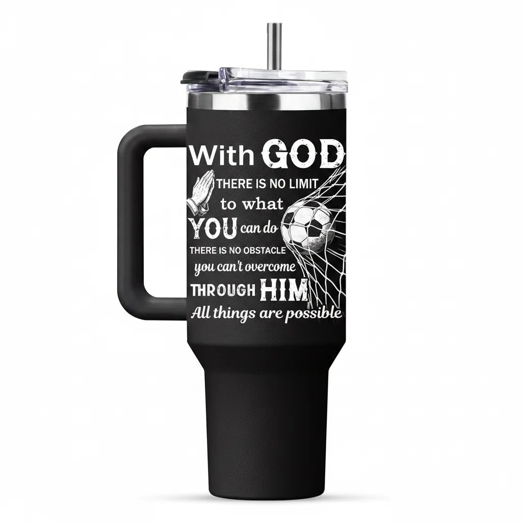 Soccer Tumbler for Women - 30 oz Insulated Stainless Steel Travel Cup