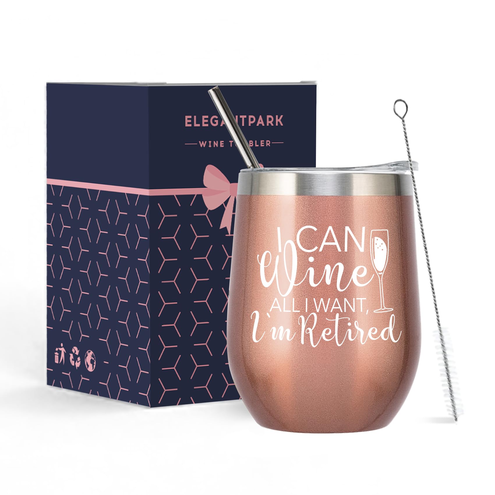 Retirement Gifts for Women | Funny Insulated Wine Tumbler 12oz with Lid & Straw | 2026 Farewell Gift