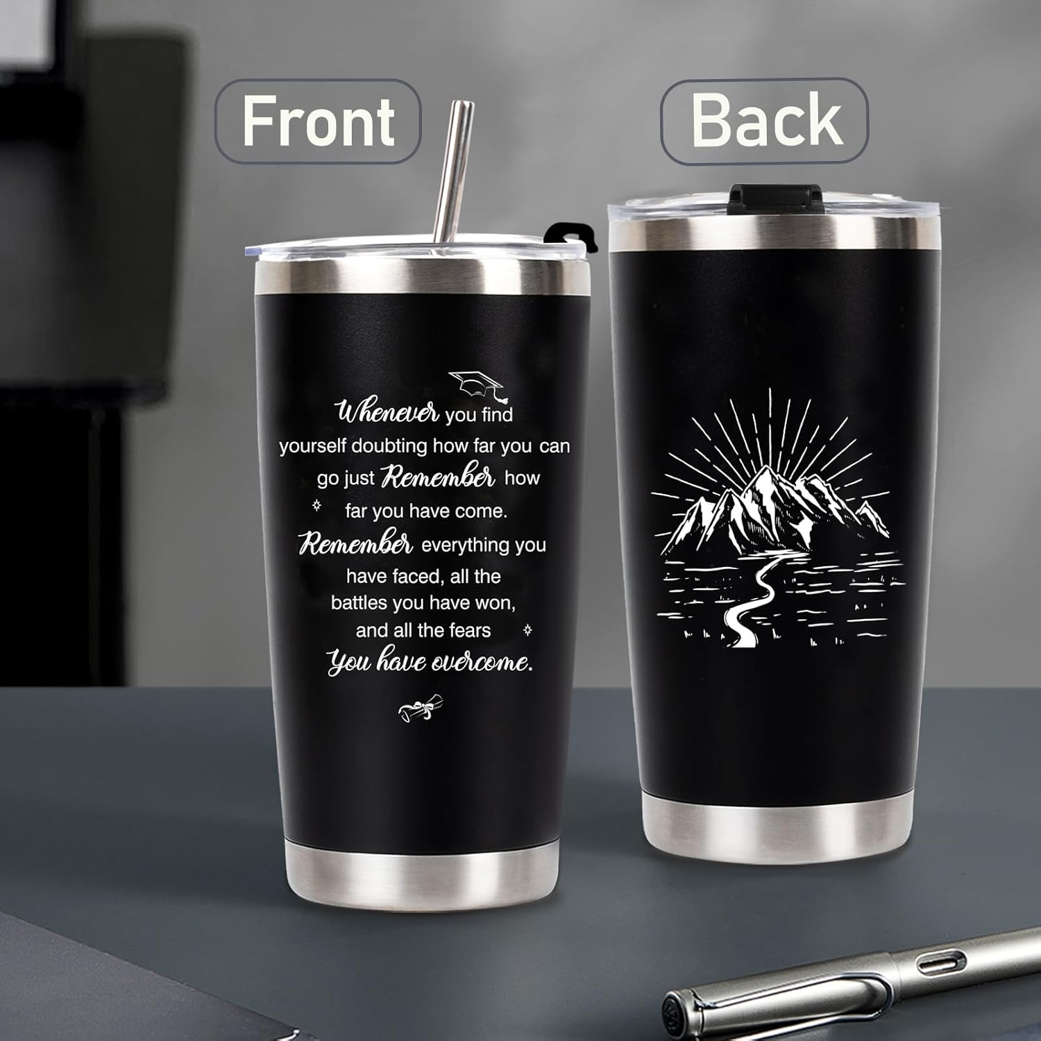 Graduation Gift Tumbler 2026 — 20oz Insulated Stainless Steel Tumbler with Lid, Straw & Gift Box