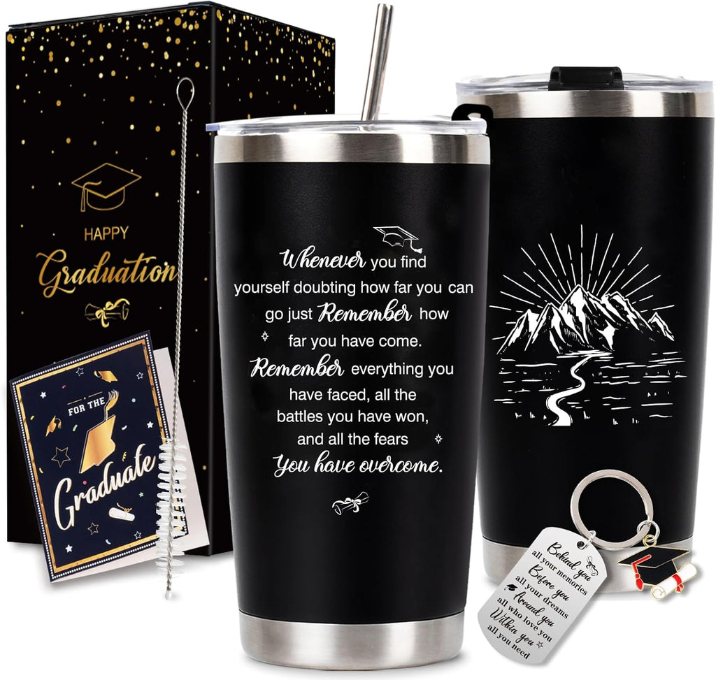 Graduation Gift Tumbler 2026 — 20oz Insulated Stainless Steel Tumbler with Lid, Straw & Gift Box