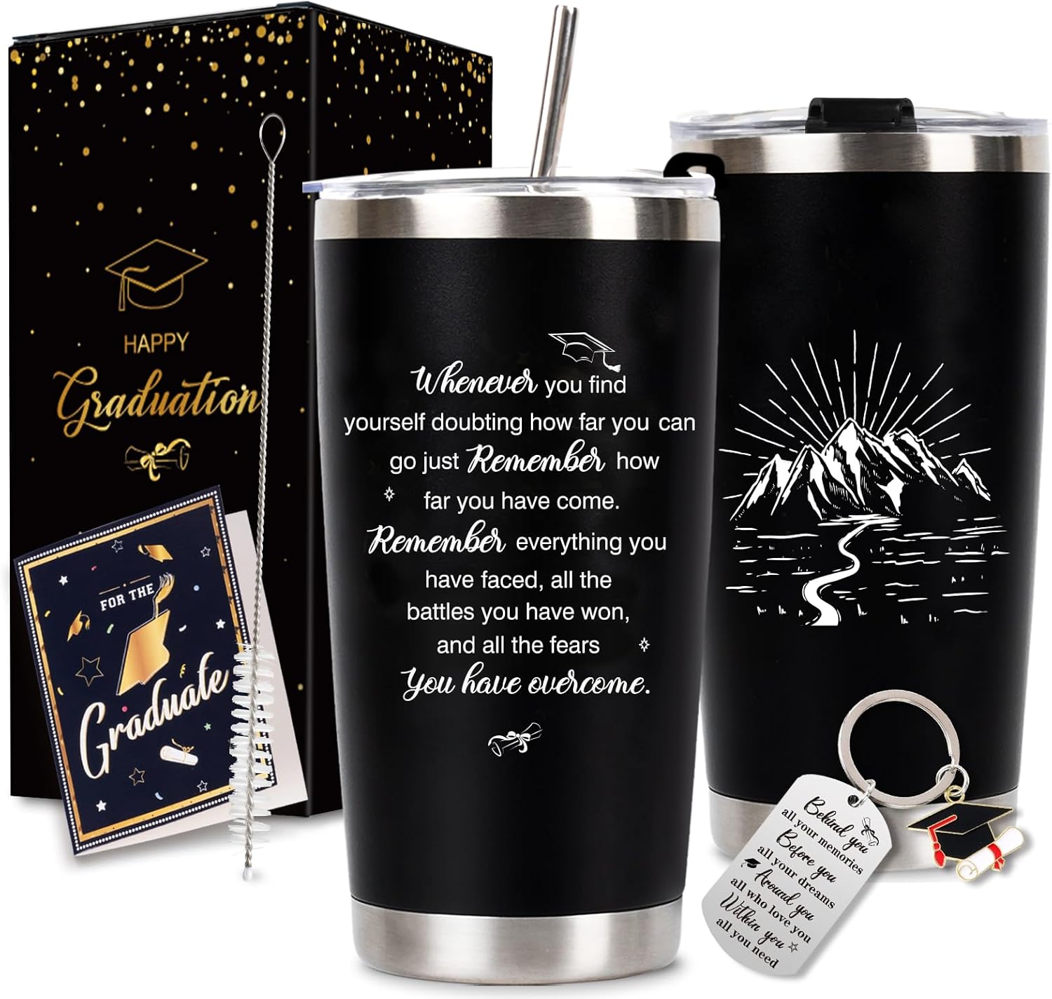 Graduation Gift Tumbler 2026 — 20oz Insulated Stainless Steel Tumbler with Lid, Straw & Gift Box