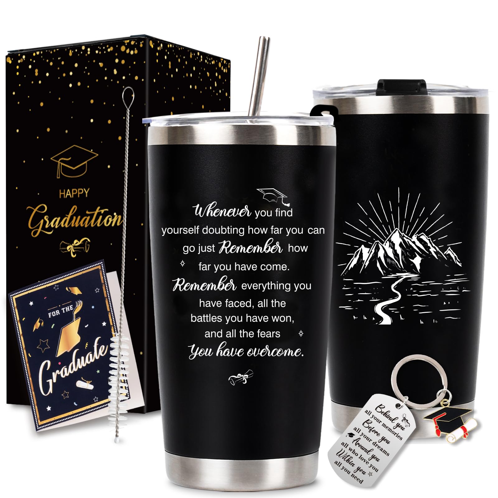 Graduation Gift Tumbler 2026 — 20oz Insulated Stainless Steel Tumbler with Lid, Straw & Gift Box