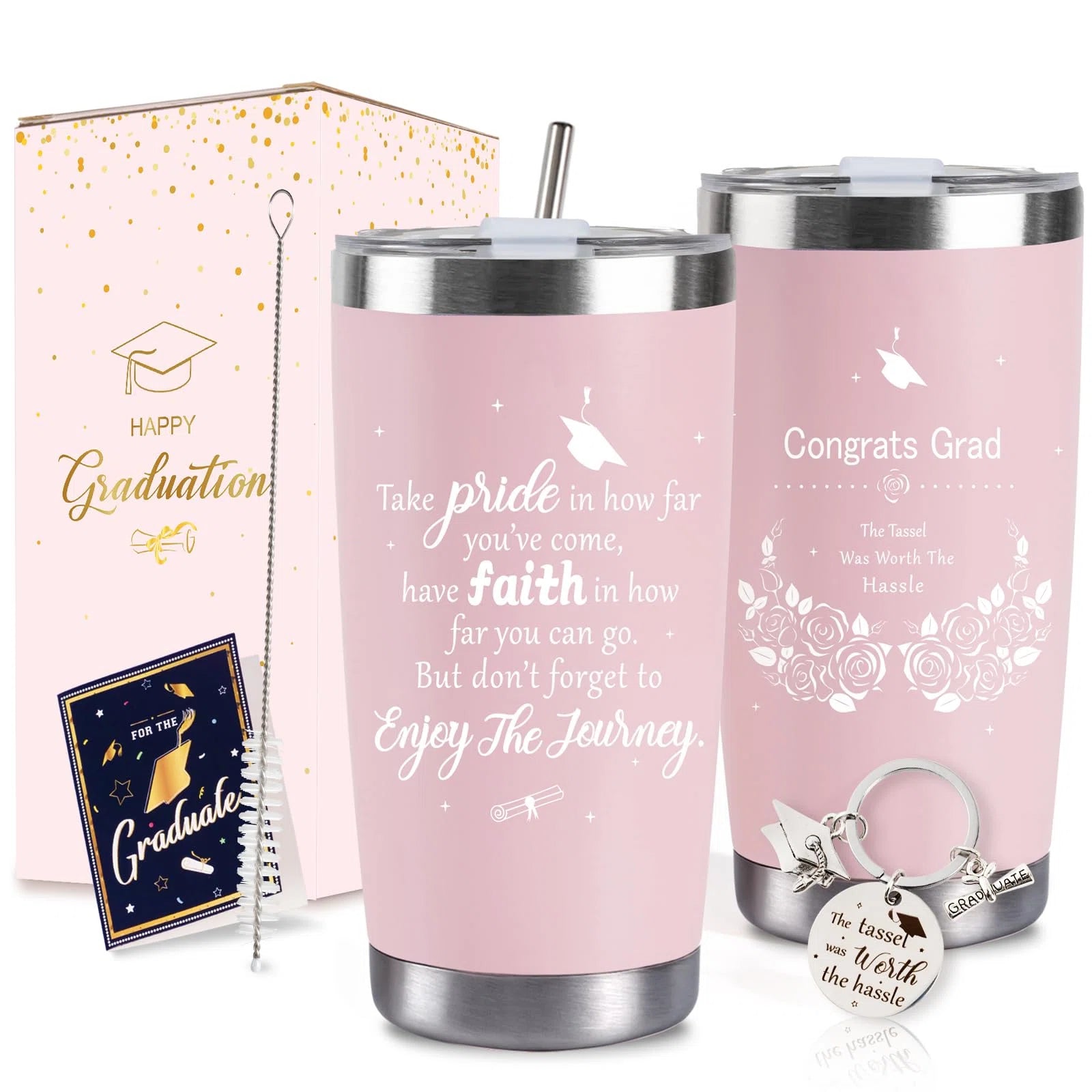 Graduation Gift Tumbler 2026 — 20oz Insulated Stainless Steel Tumbler with Lid, Straw & Gift Box