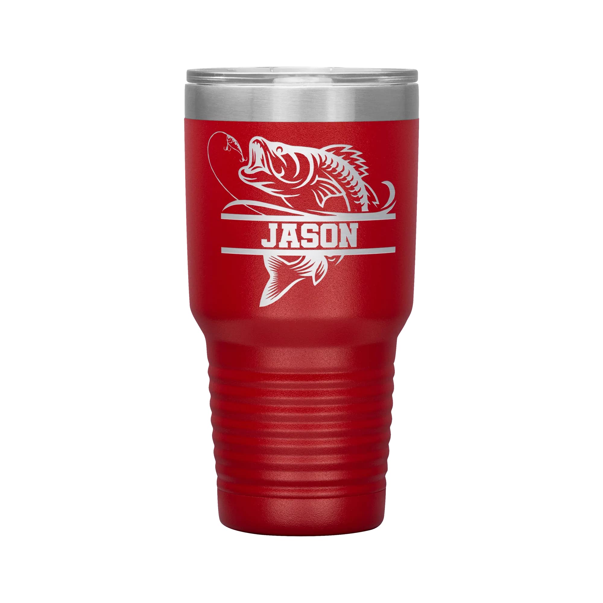 Bass Fishing Tumbler | Laser Engraved 30oz Insulated Stainless Steel Travel Mug | Fishing Gift