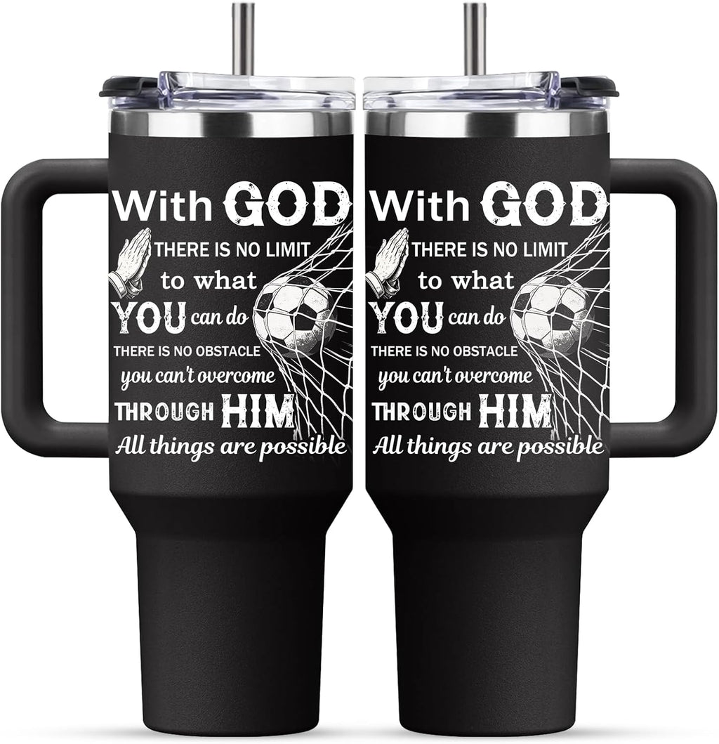 Soccer Tumbler for Women - 30 oz Insulated Stainless Steel Travel Cup