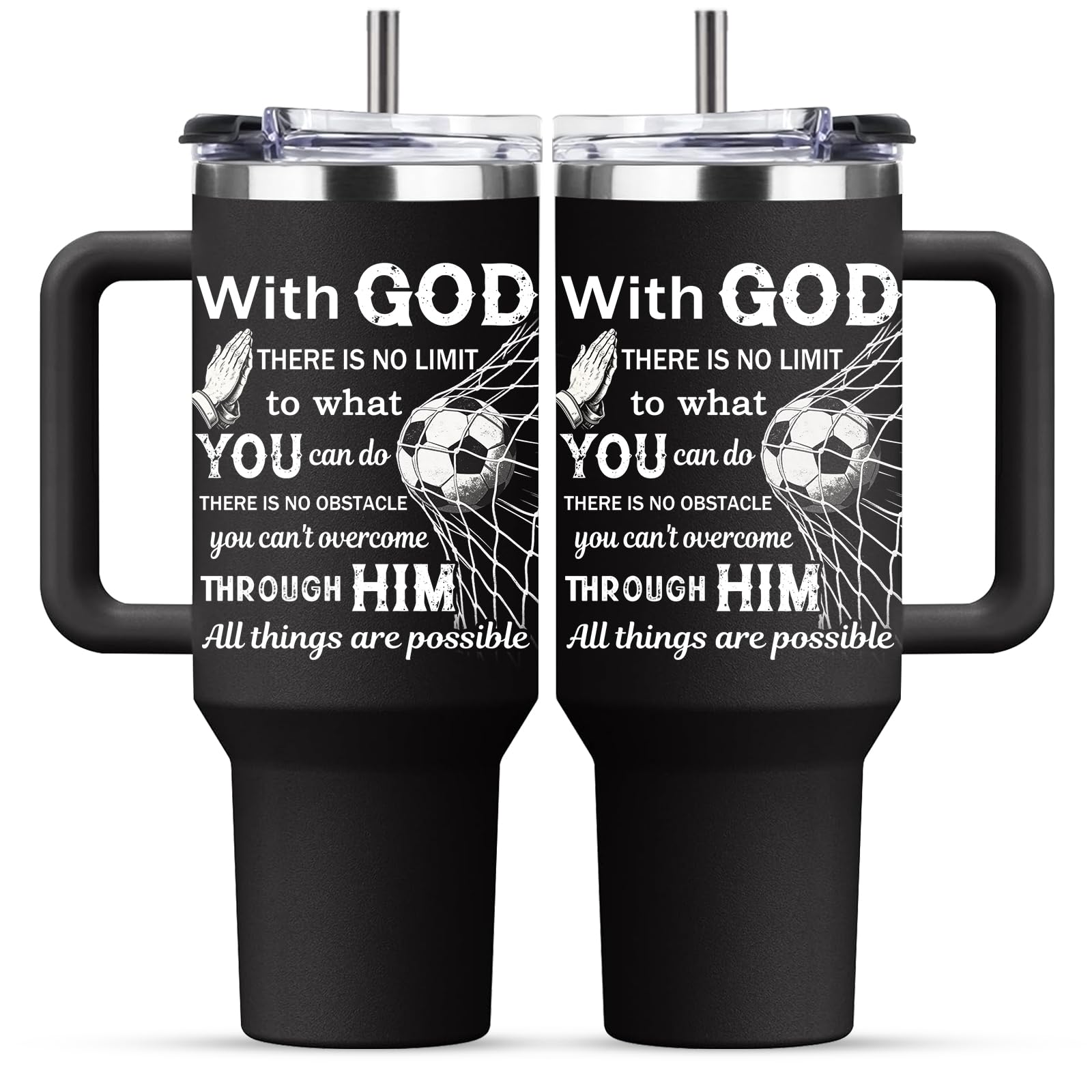 Soccer Tumbler for Women - 30 oz Insulated Stainless Steel Travel Cup