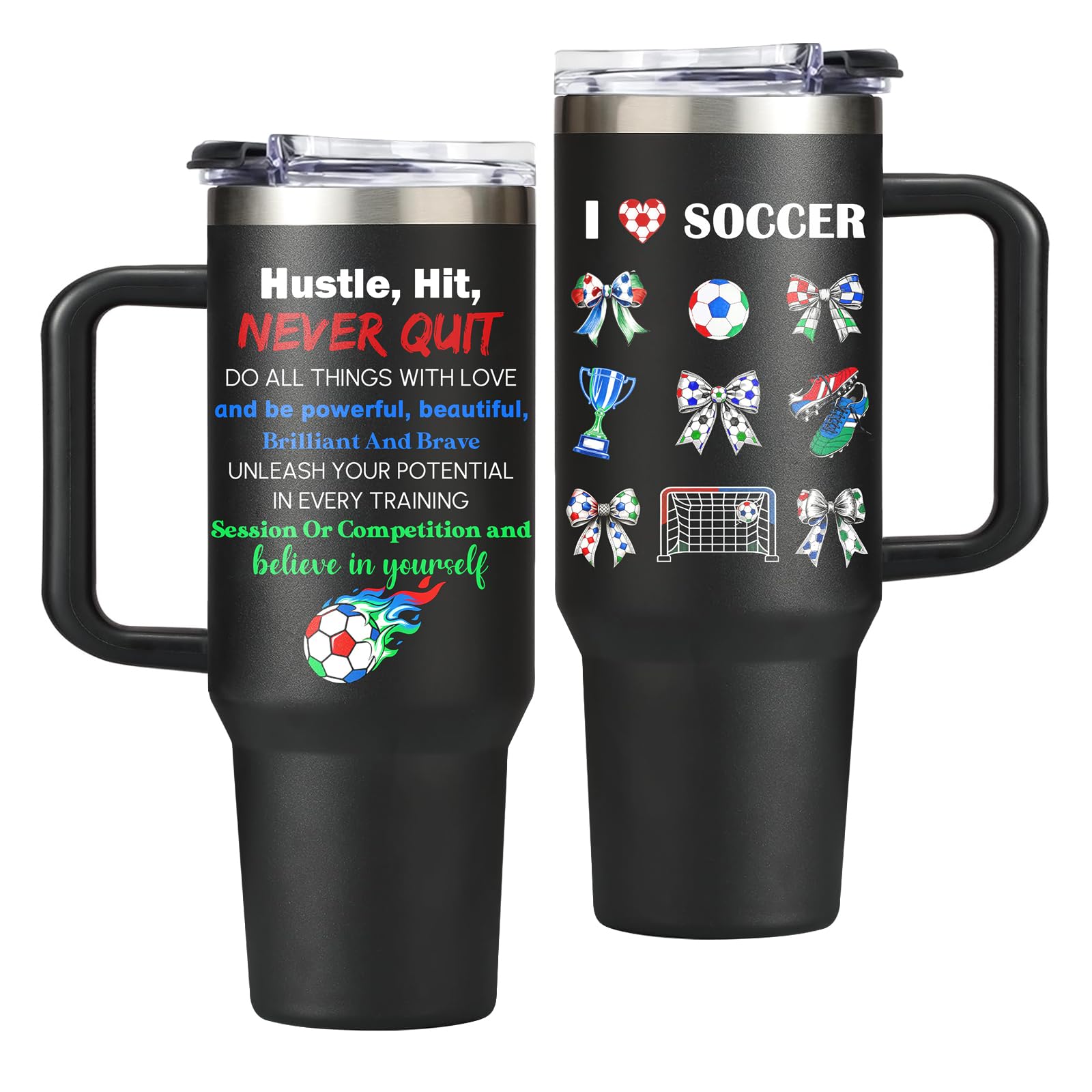 Soccer Tumbler for Women - 30 oz Insulated Stainless Steel Travel Cup