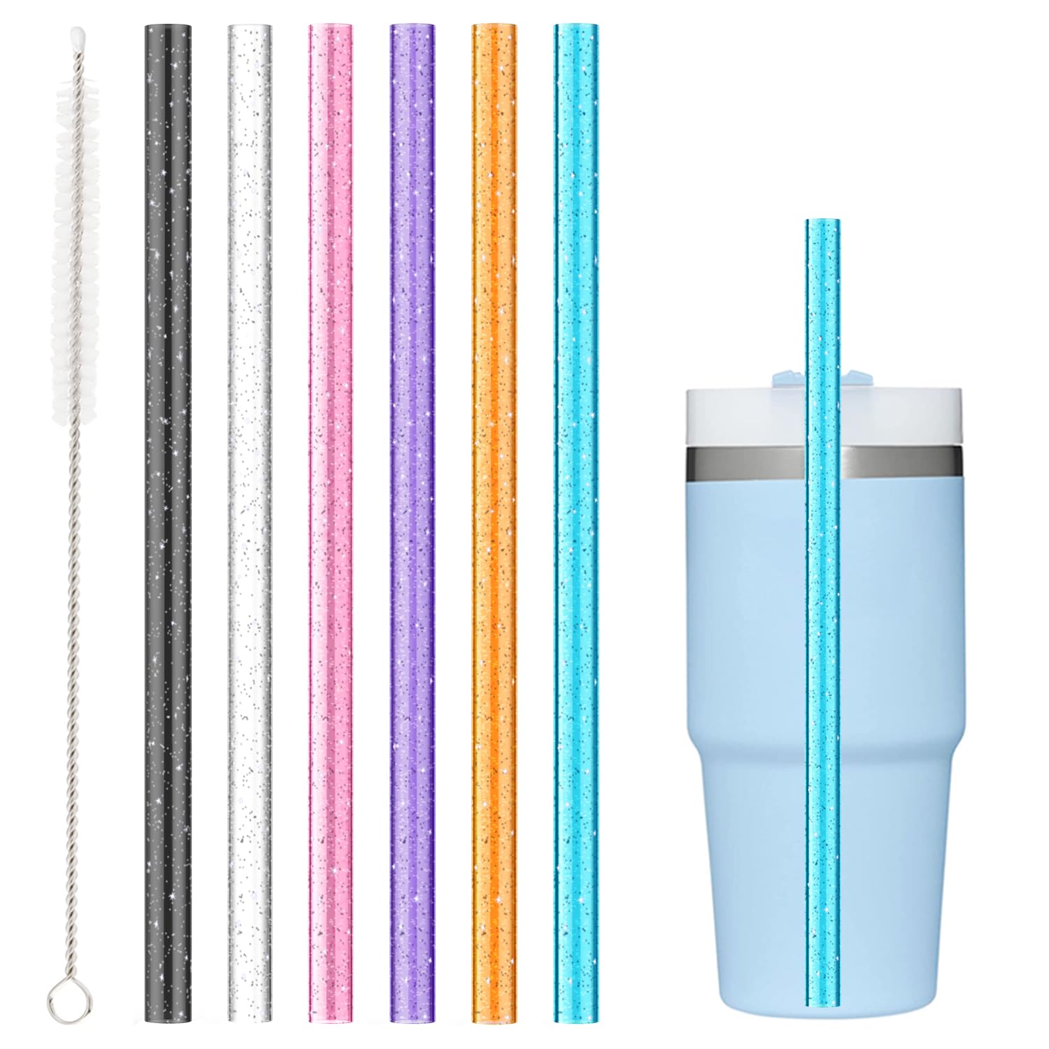 Replacement Straws for 40oz & 30oz Tumbler | 6-Pack with Cleaning Brush