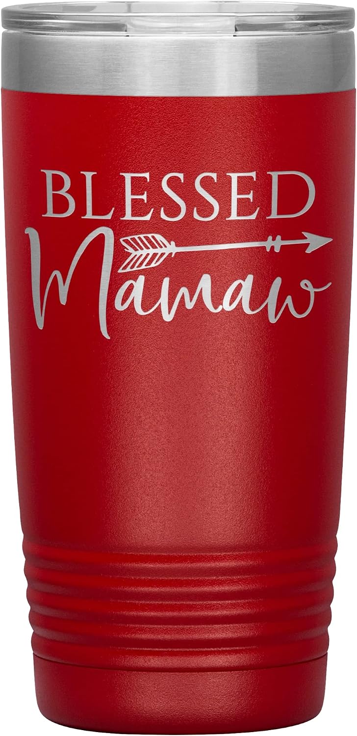 Blessed Mamaw Tumbler | Laser Engraved Insulated Stainless Steel Cup | 20oz | Mamaw Gift