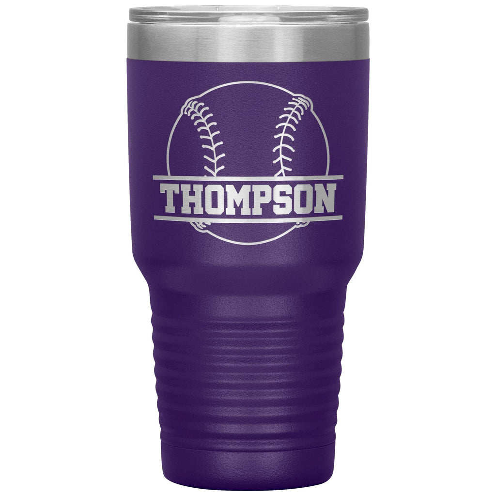 Personalized Baseball Tumbler with Name | 30oz Insulated Stainless Steel Baseball Travel Mug