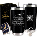 2026 Graduation Gift for Her Tumbler - 20 oz Blue Wine Tumbler Cup with Lid,Straw,Brush, Keychain and Card Set with Gift Box for Nursing High School College Female Graduates