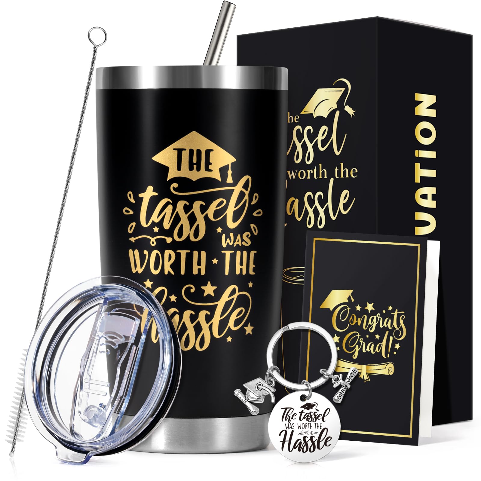 Graduation Gift for Her 2026 — 20oz Tumbler Gift Set with Lid, Straw & Box | Class of 2026