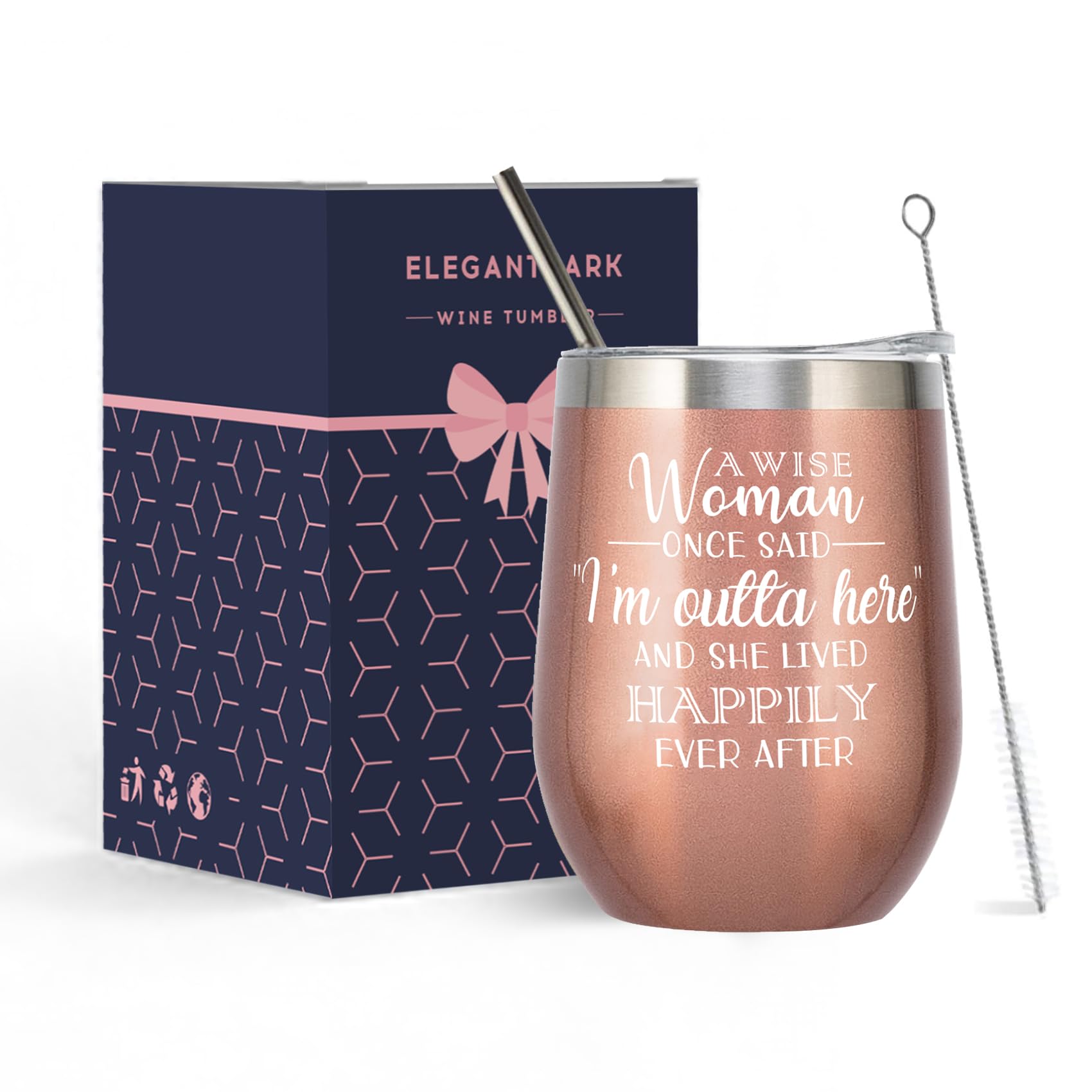 Retirement Gifts for Women | Funny Insulated Wine Tumbler 12oz with Lid & Straw | 2026 Farewell Gift