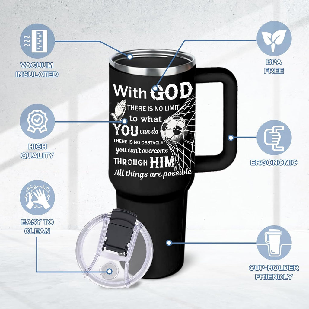 Soccer Tumbler for Women - 30 oz Insulated Stainless Steel Travel Cup