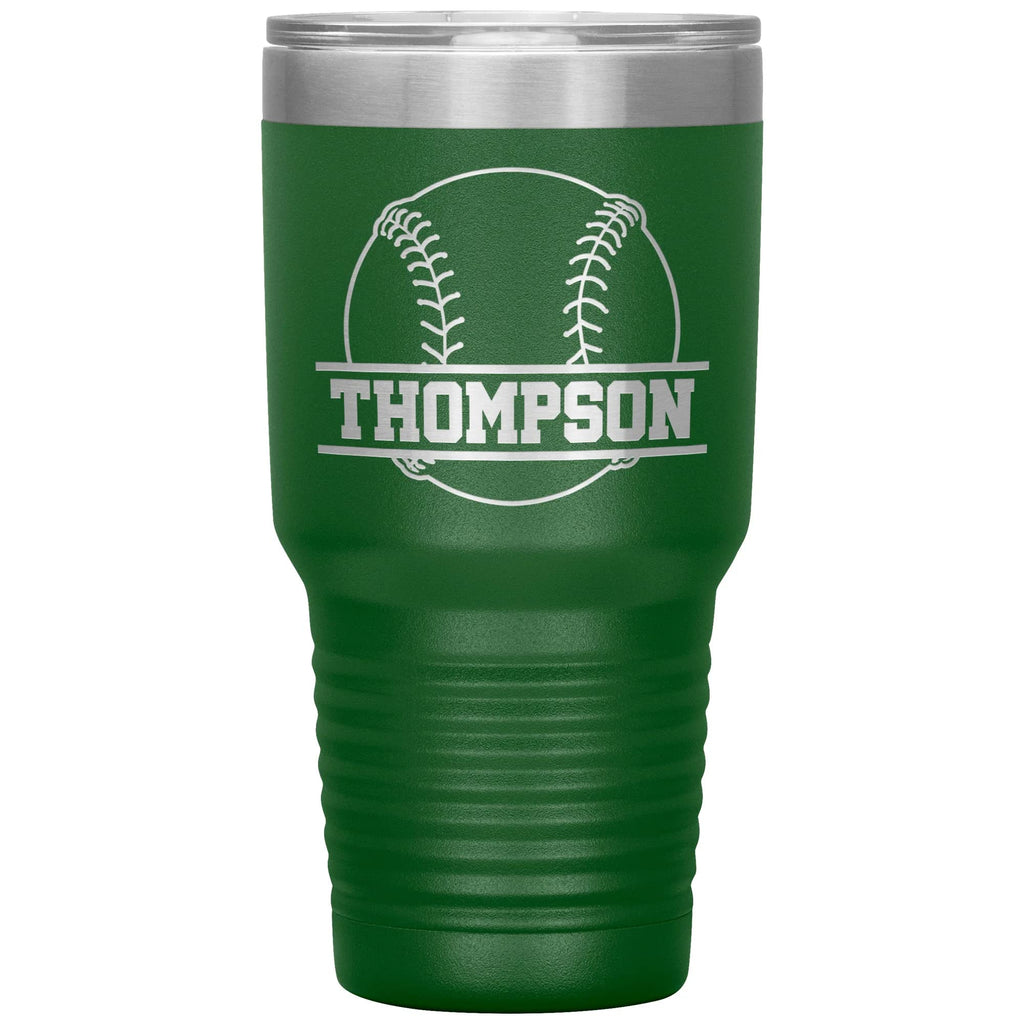 Personalized Baseball Tumbler with Name | 30oz Insulated Stainless Steel Baseball Travel Mug