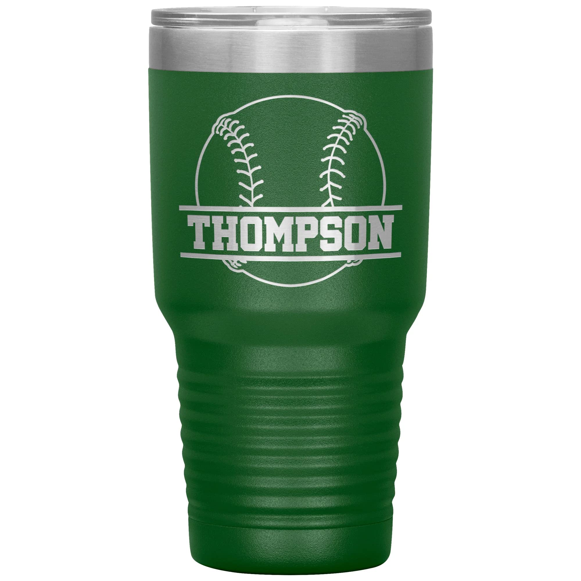 Personalized Baseball Tumbler with Name | 30oz Insulated Stainless Steel Baseball Travel Mug