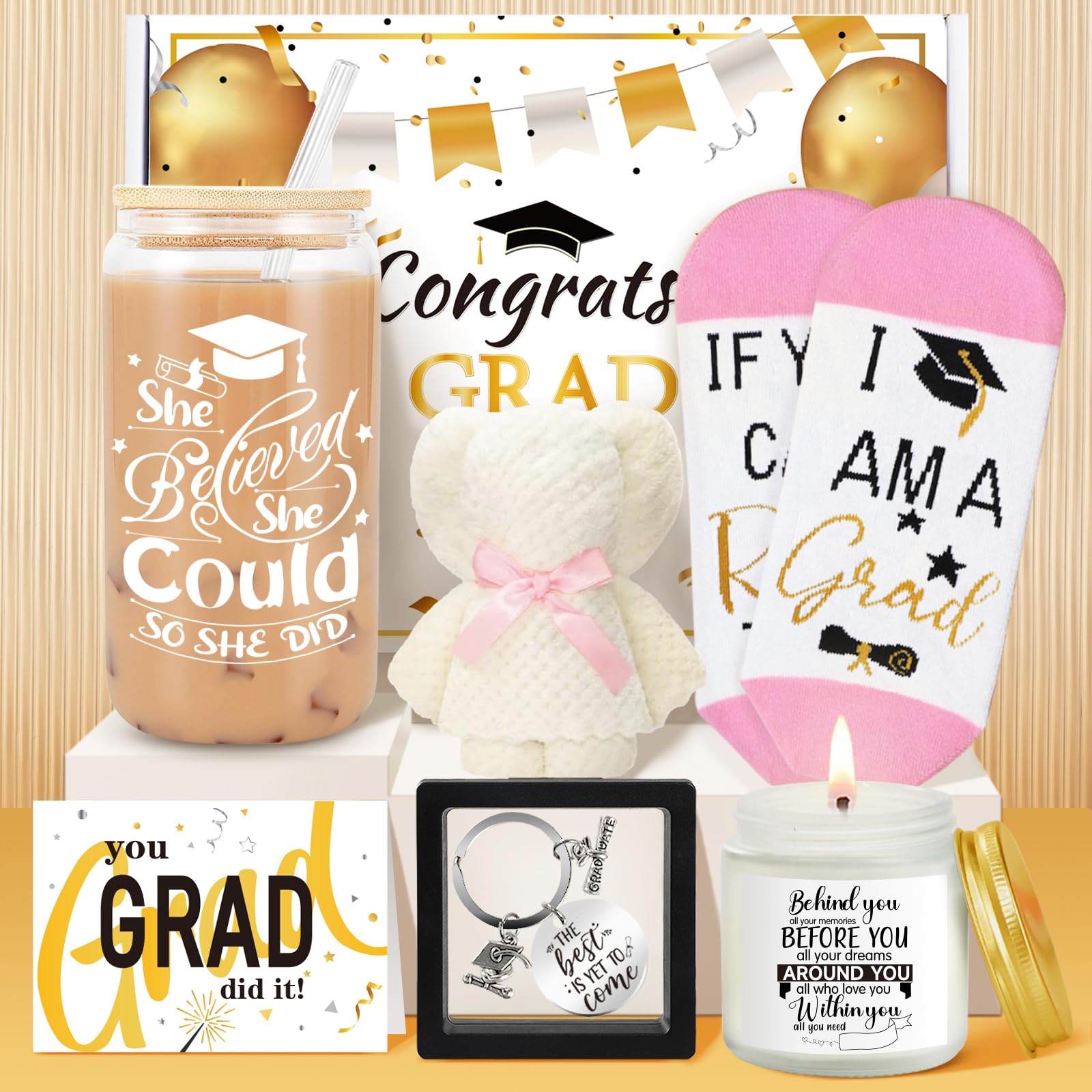 Graduation Gift for Her 2026 — 20oz Tumbler Gift Set with Lid, Straw & Box | Class of 2026