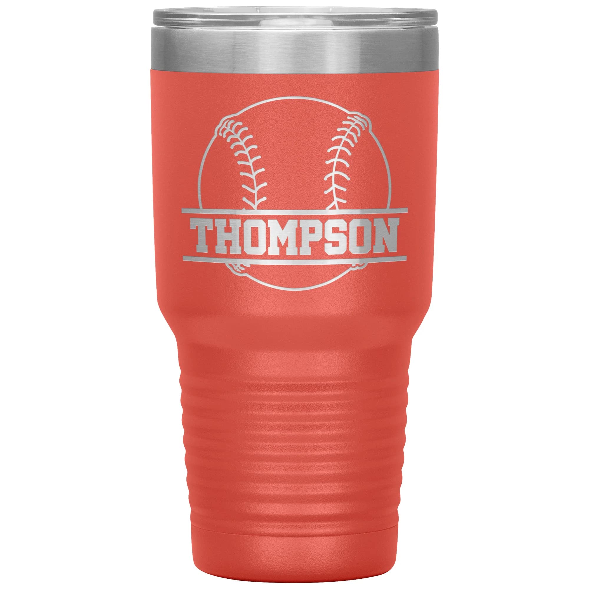 Personalized Baseball Tumbler with Name | 30oz Insulated Stainless Steel Baseball Travel Mug