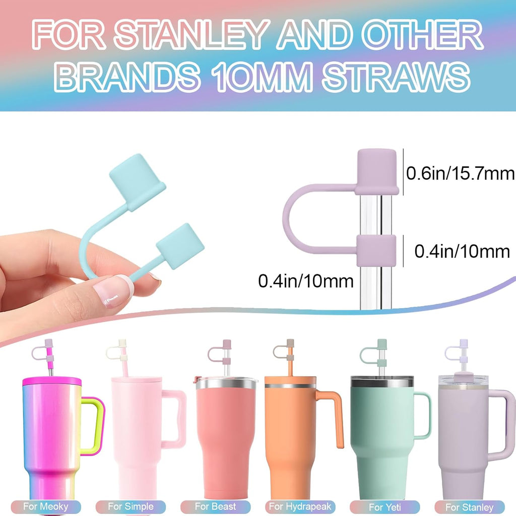 Silicone Straw Cover Caps for Stanley Cup | 10mm Straw Toppers for 40oz & 30oz Tumbler