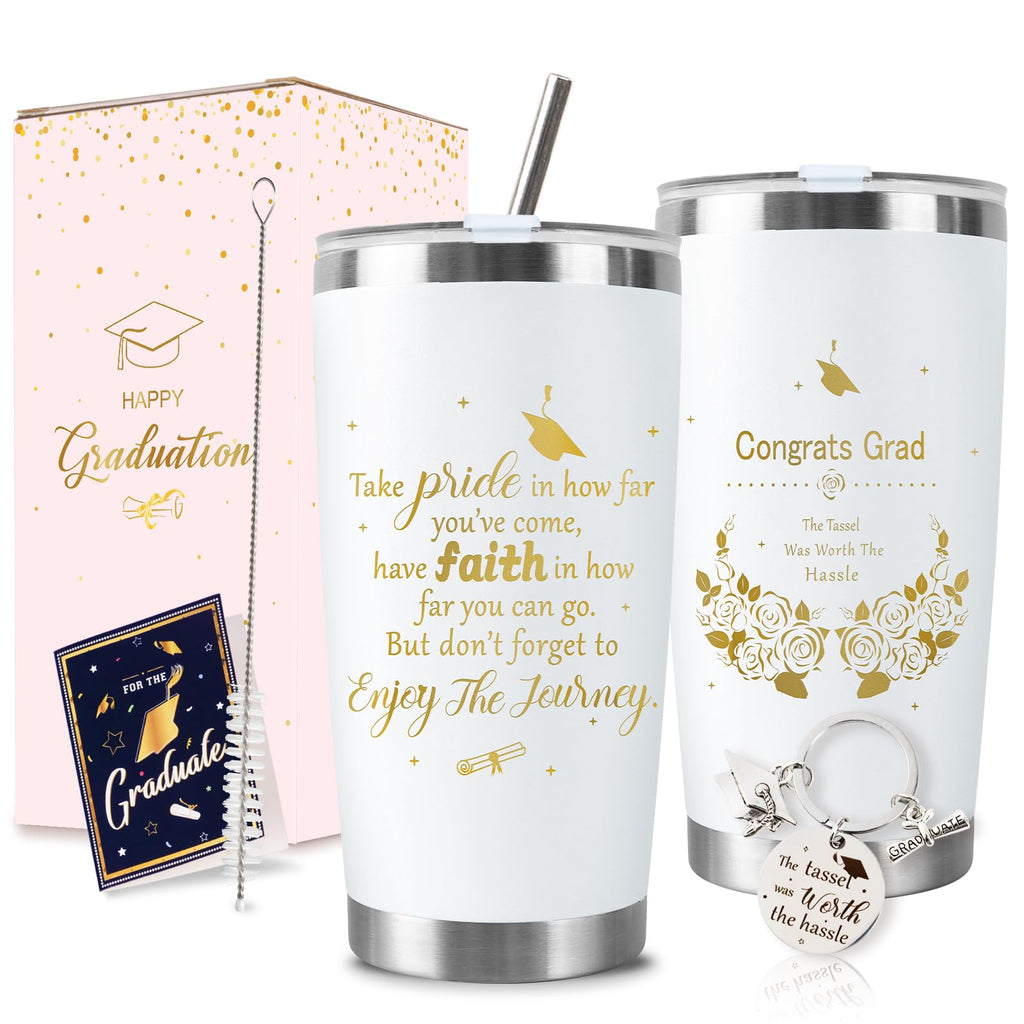 Graduation Gift Tumbler 2026 — 20oz Insulated Stainless Steel Tumbler with Lid, Straw & Gift Box