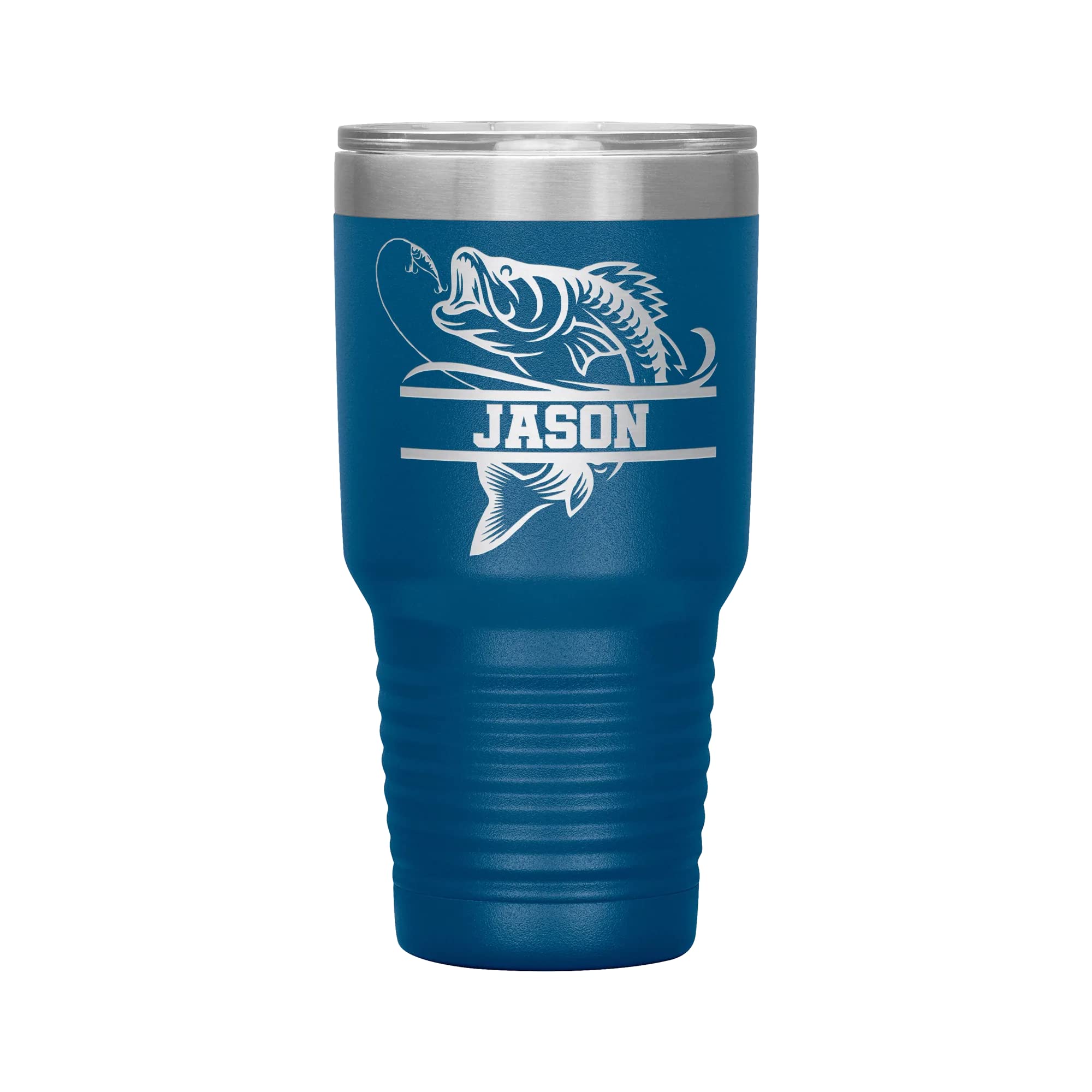 Bass Fishing Tumbler | Laser Engraved 30oz Insulated Stainless Steel Travel Mug | Fishing Gift