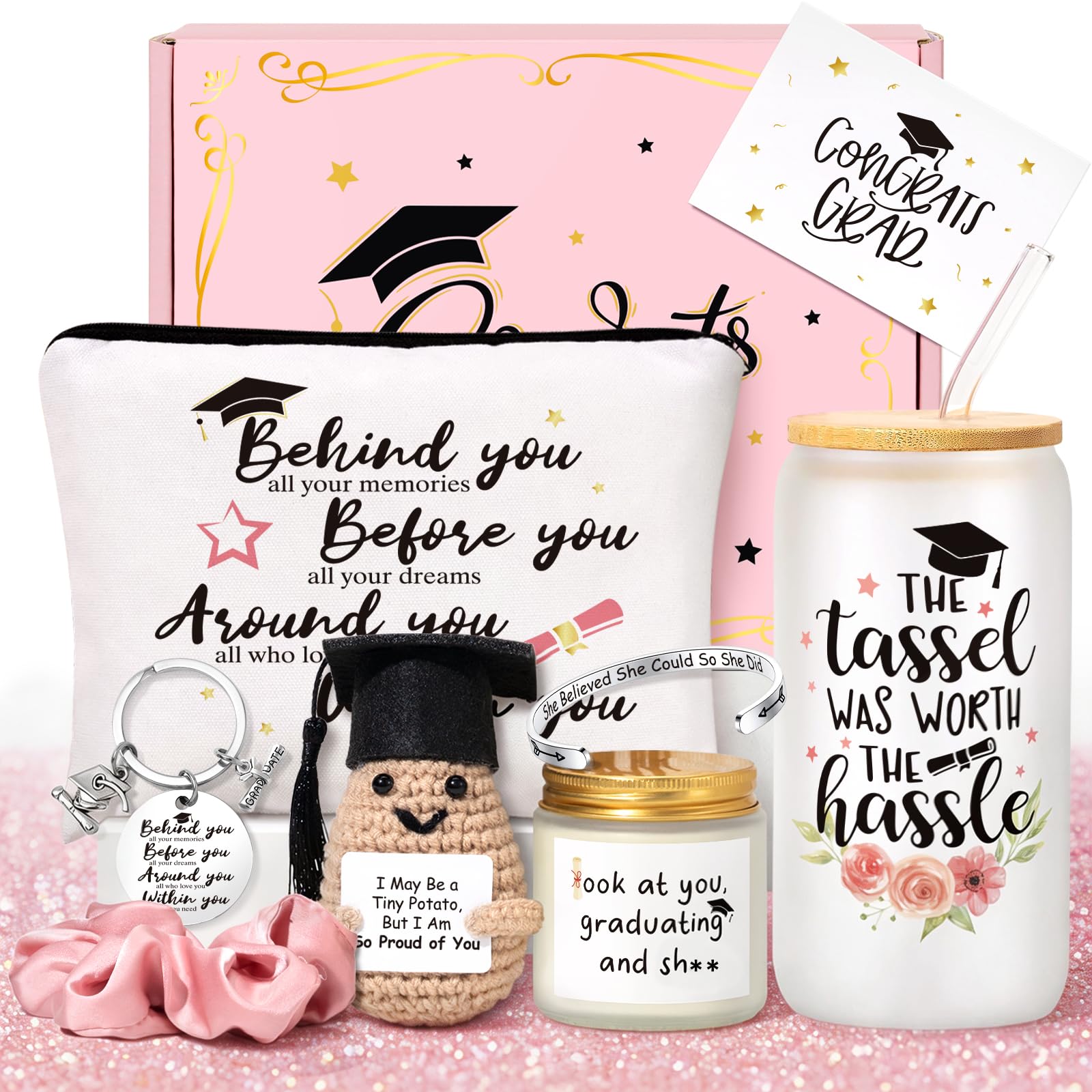 Graduation Gift for Her 2026 — 20oz Tumbler Gift Set with Lid, Straw & Box | Class of 2026