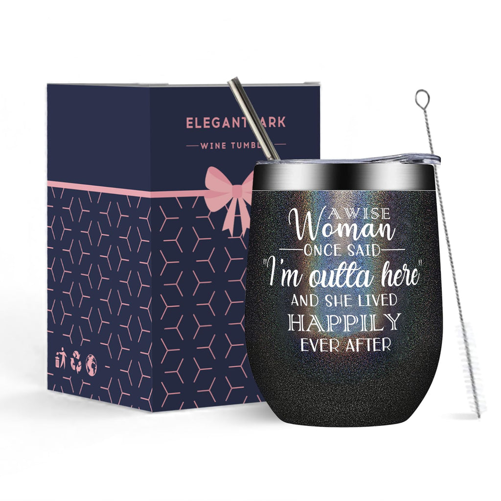 Retirement Gifts for Women | Funny Insulated Wine Tumbler 12oz with Lid & Straw | 2026 Farewell Gift