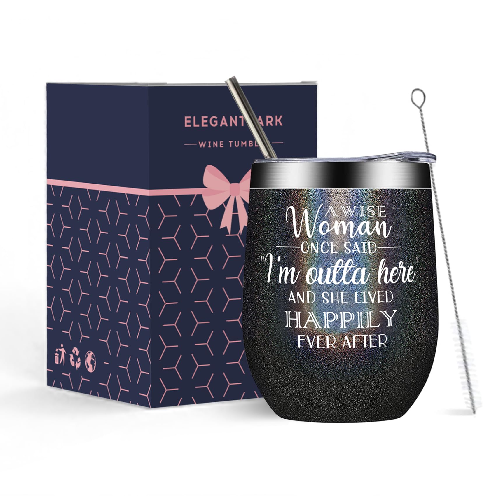 Retirement Gifts for Women | Funny Insulated Wine Tumbler 12oz with Lid & Straw | 2026 Farewell Gift