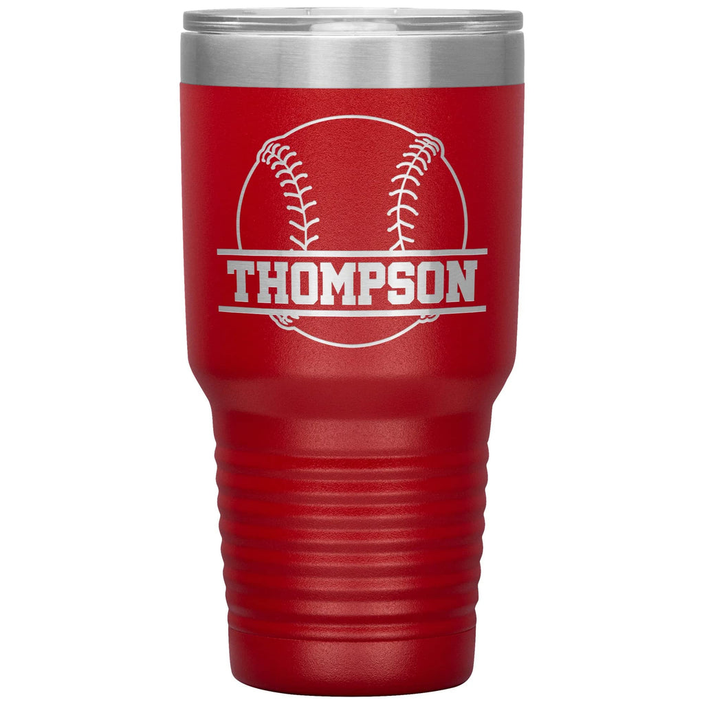 Personalized Baseball Tumbler with Name | 30oz Insulated Stainless Steel Baseball Travel Mug