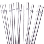 24-Pack Reusable Hard Plastic Straws | 10.5" Long | 12 Colors | BPA-Free with Cleaning Brushes