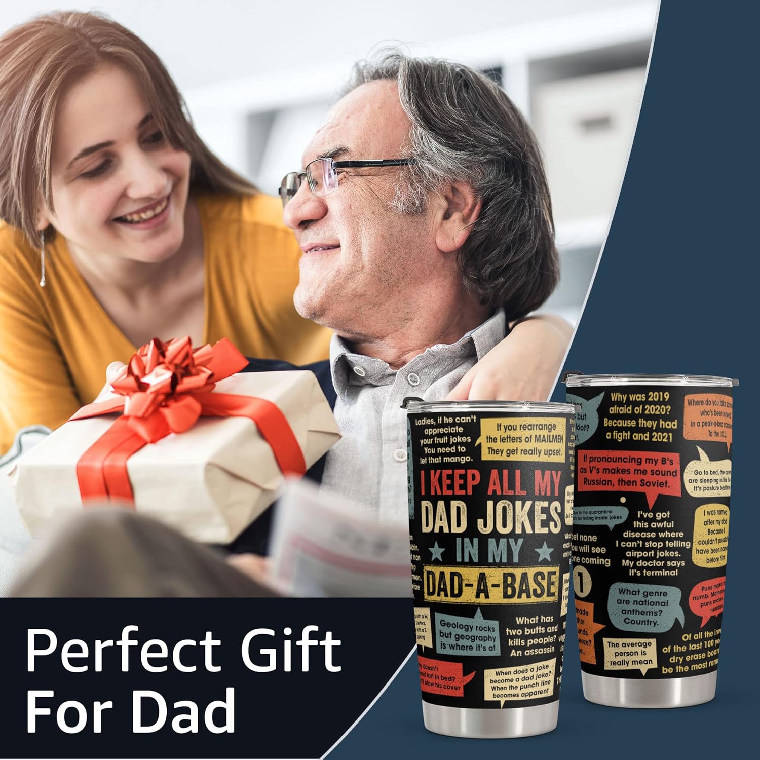 20oz Dad Tumbler with Lid – Funny Dad Joke Gift for Father's Day & Birthday