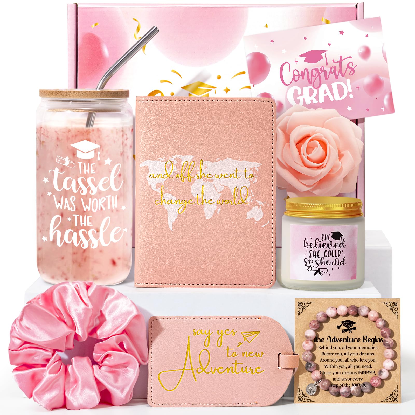 Graduation Gift for Her 2026 — 20oz Tumbler Gift Set with Lid, Straw & Box | Class of 2026