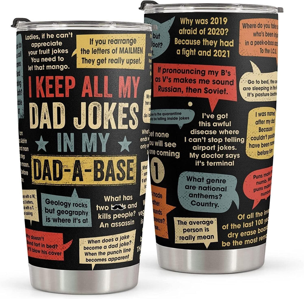 20oz Dad Tumbler with Lid – Funny Dad Joke Gift for Father's Day & Birthday
