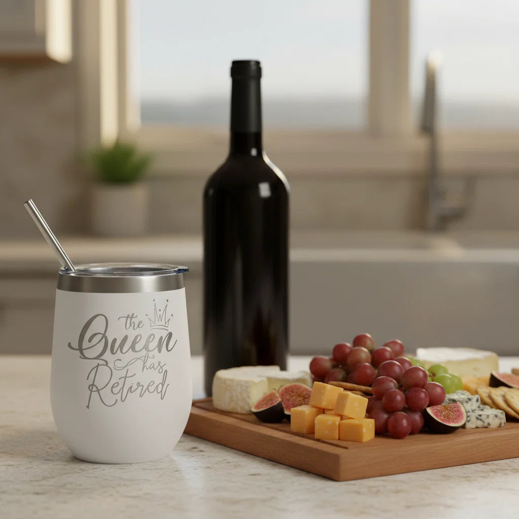 Retirement Gifts for Women | Funny Insulated Wine Tumbler 12oz with Lid & Straw | 2026 Farewell Gift