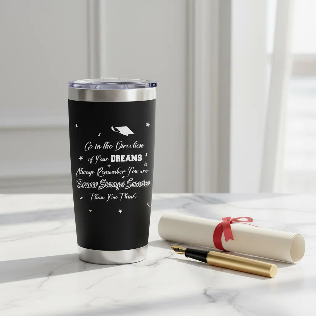 Graduation Gift for Her — 20oz Laser Engraved Tumbler | "Go in the Direction of Your Dreams" | Class of 2026