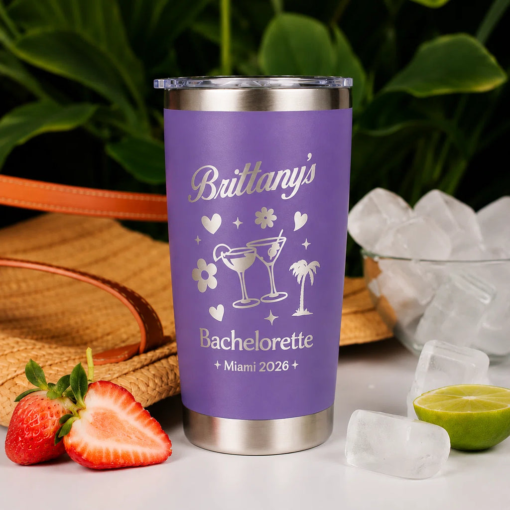 Personalized Girl's Trip 20oz Bachelorette Tumbler – Custom Name & Destination