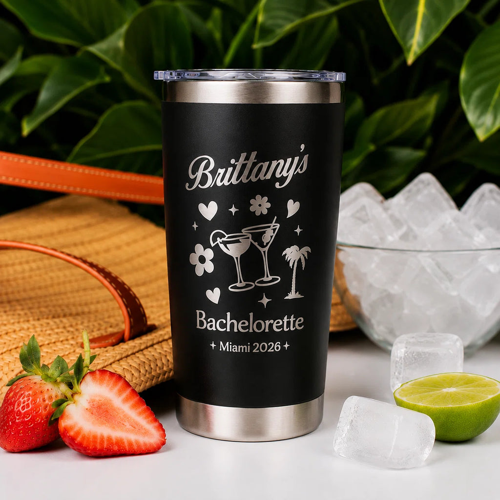 Personalized Girl's Trip 20oz Bachelorette Tumbler – Laser Engraved