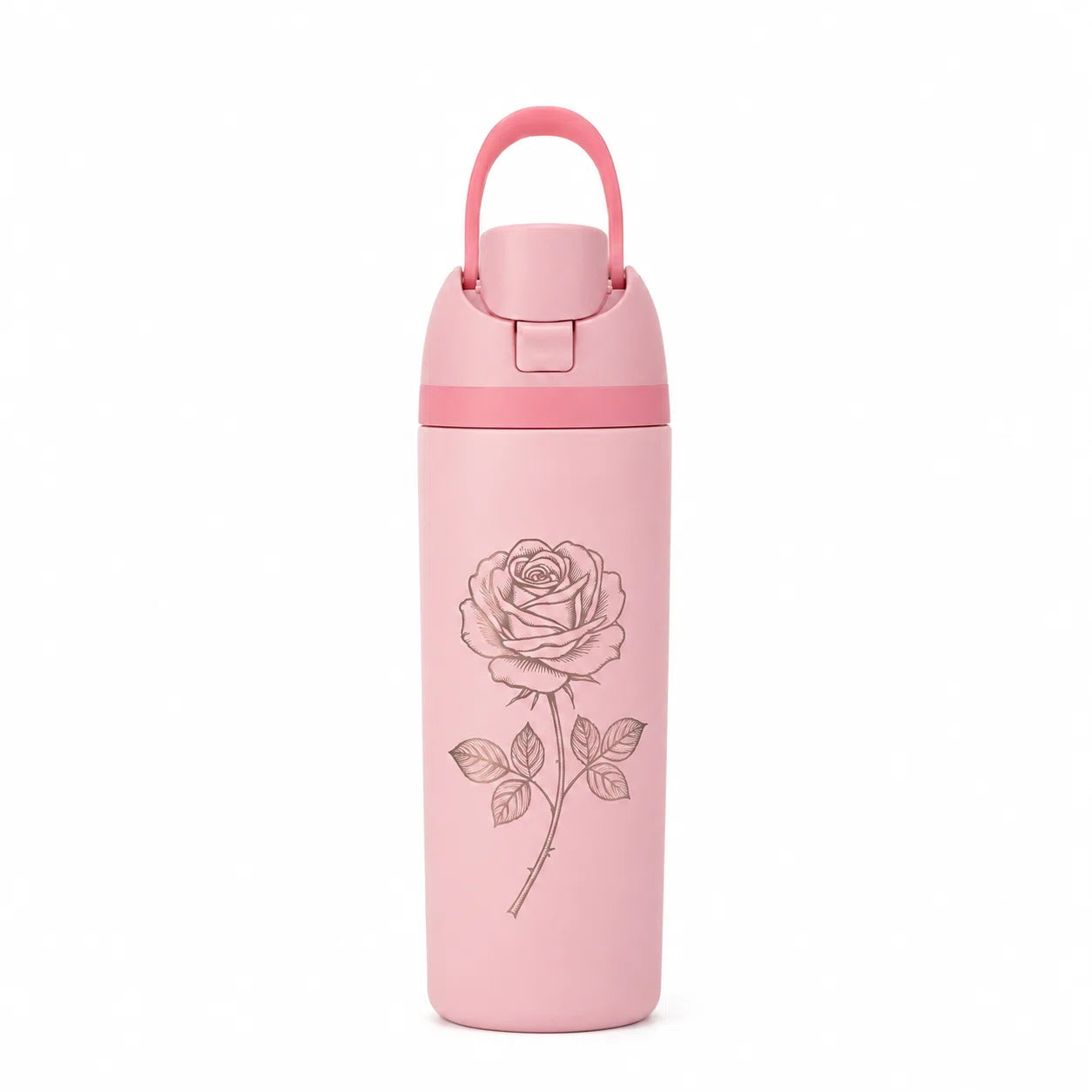 24oz Laser Engraved Insulated Water Bottle — Rose , Gift for Her