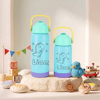 Personalized Kids Insulated Water Bottle with Straw | 12oz & 17oz | Custom Laser Engraved Name & Cute Dino Design