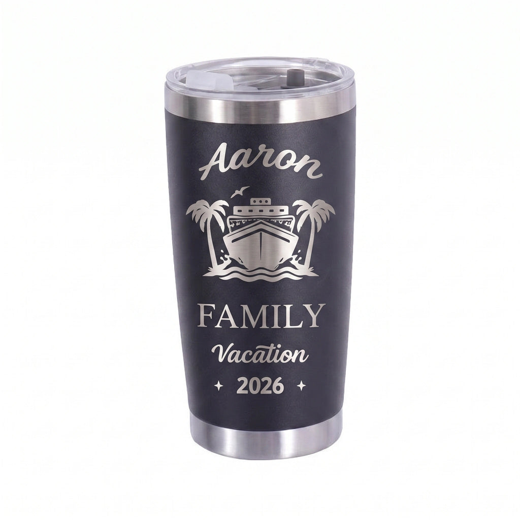 Family Vacation Cruise Tumbler | Personalized 20oz Laser Engraved | Custom Name & Year