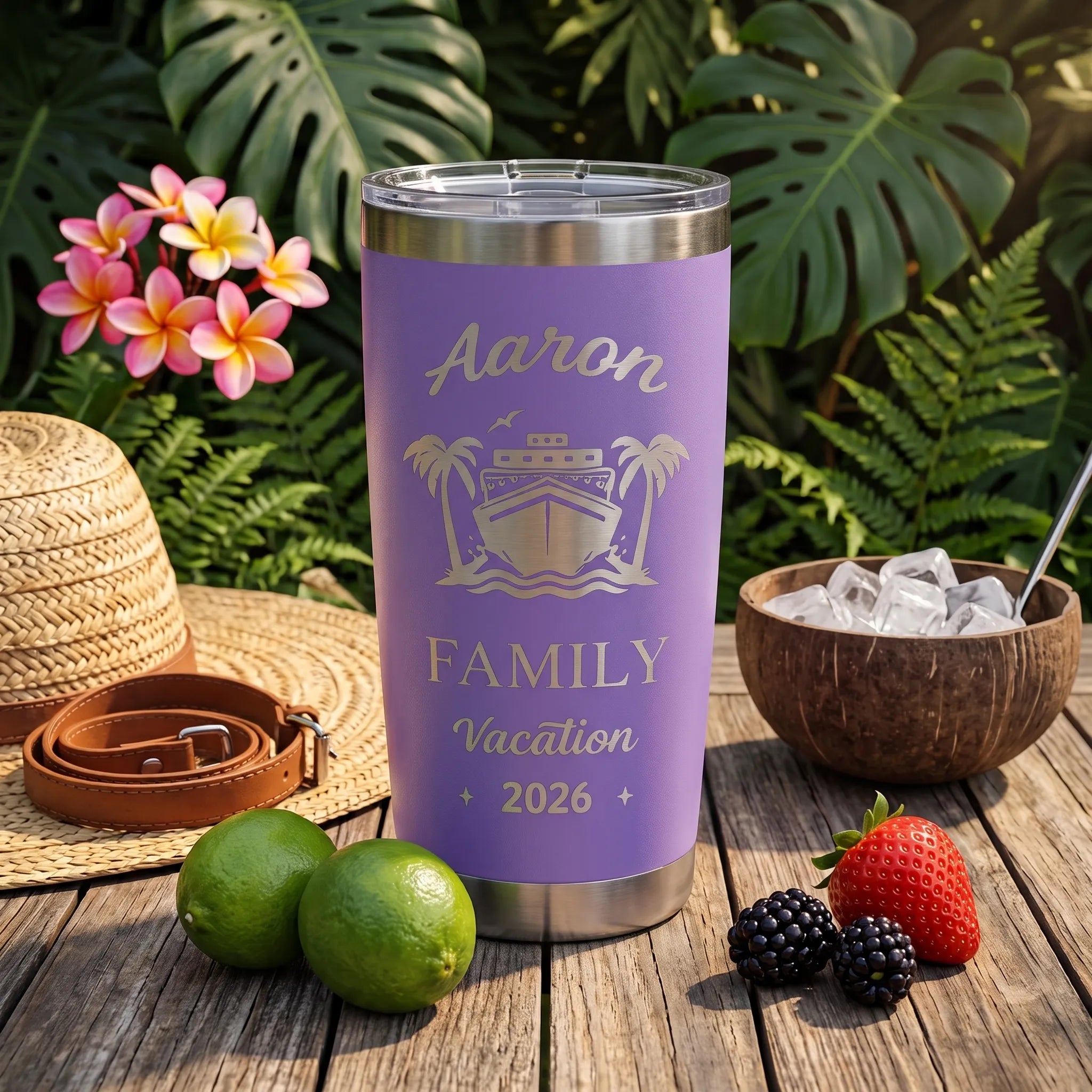 Family Vacation Cruise Tumbler | Personalized 20oz Laser Engraved | Custom Name & Year