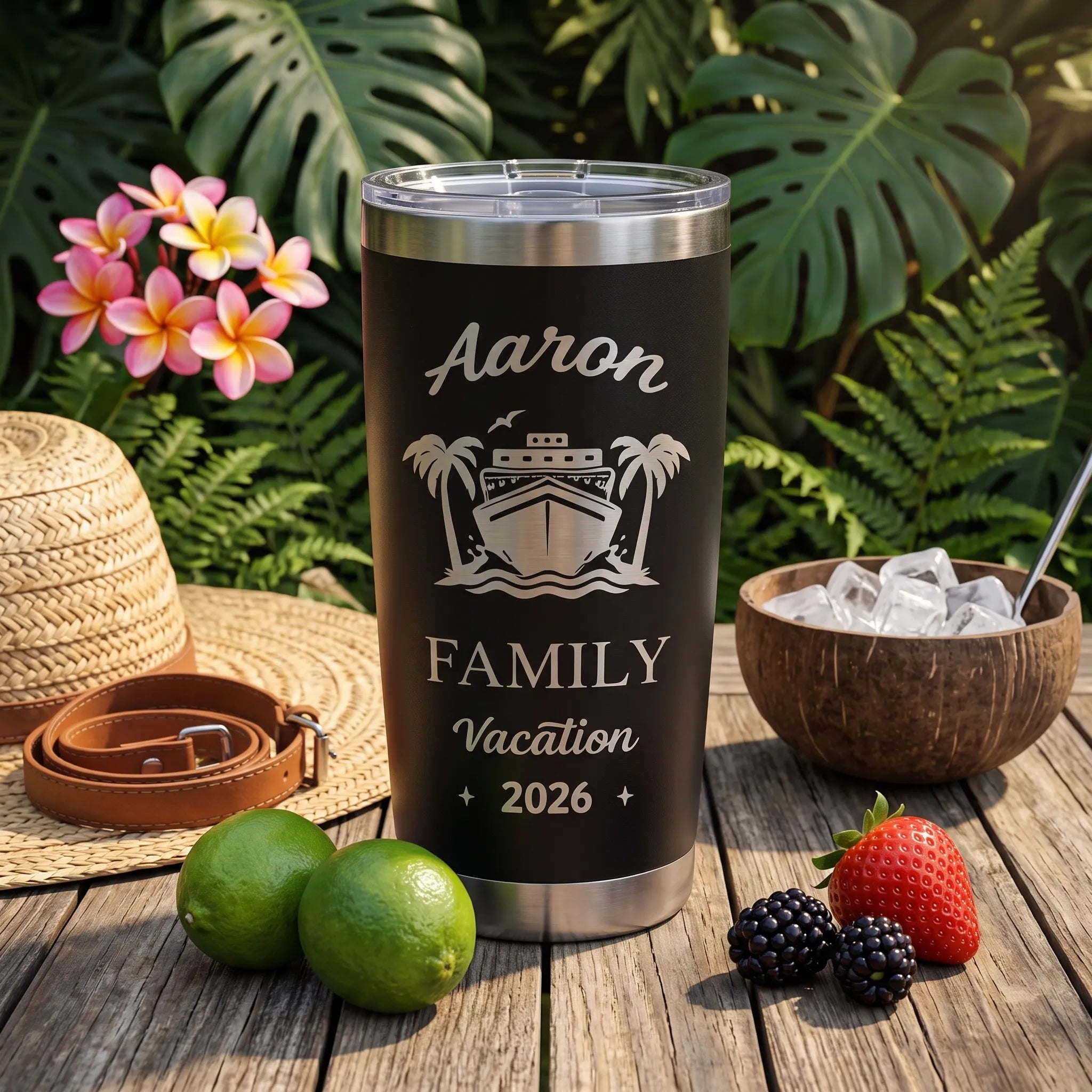Family Vacation Cruise Tumbler | Personalized 20oz Laser Engraved | Custom Name & Year