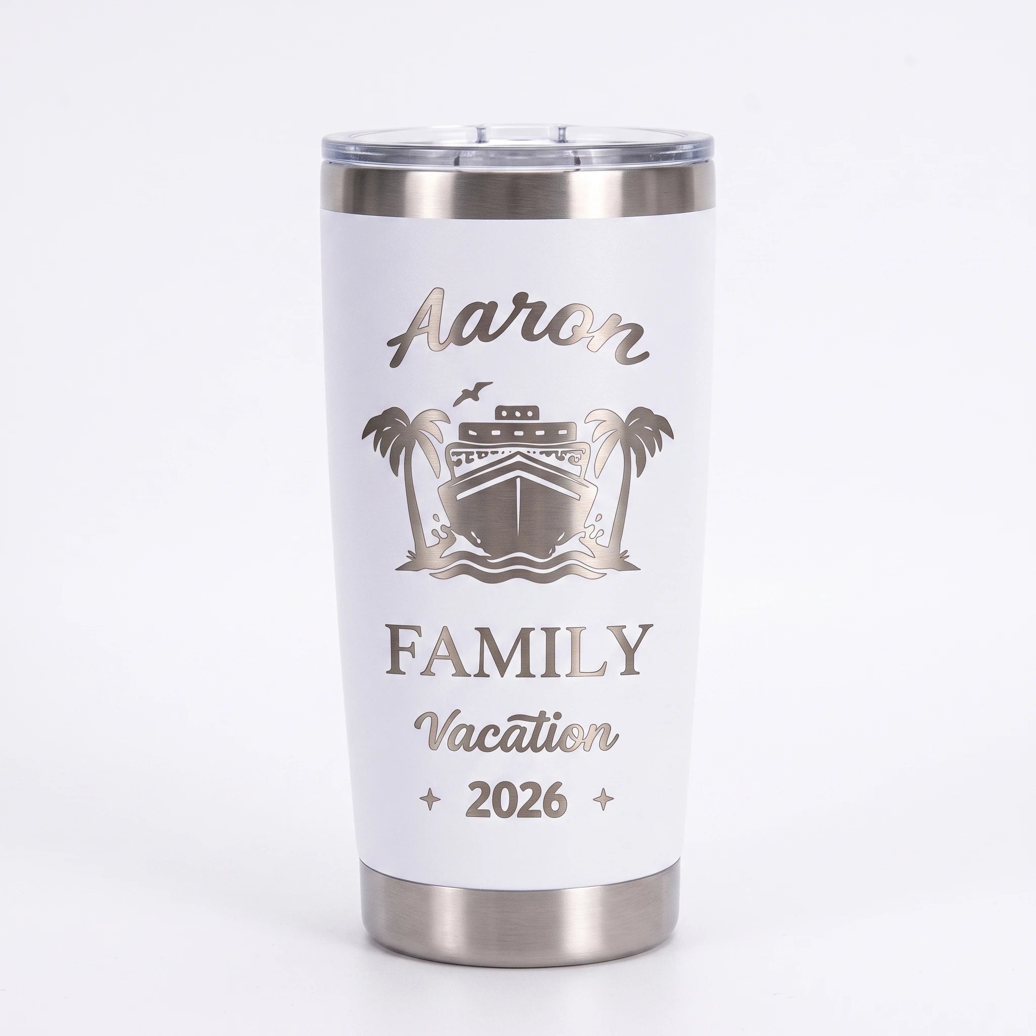 Family Vacation Cruise Tumbler | Personalized 20oz Laser Engraved | Custom Name & Year