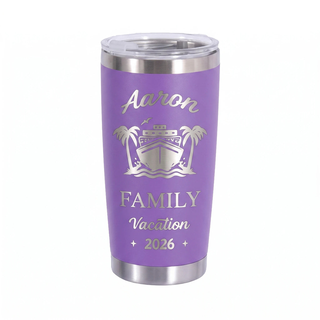 Family Vacation Cruise Tumbler | Personalized 20oz Laser Engraved | Custom Name & Year