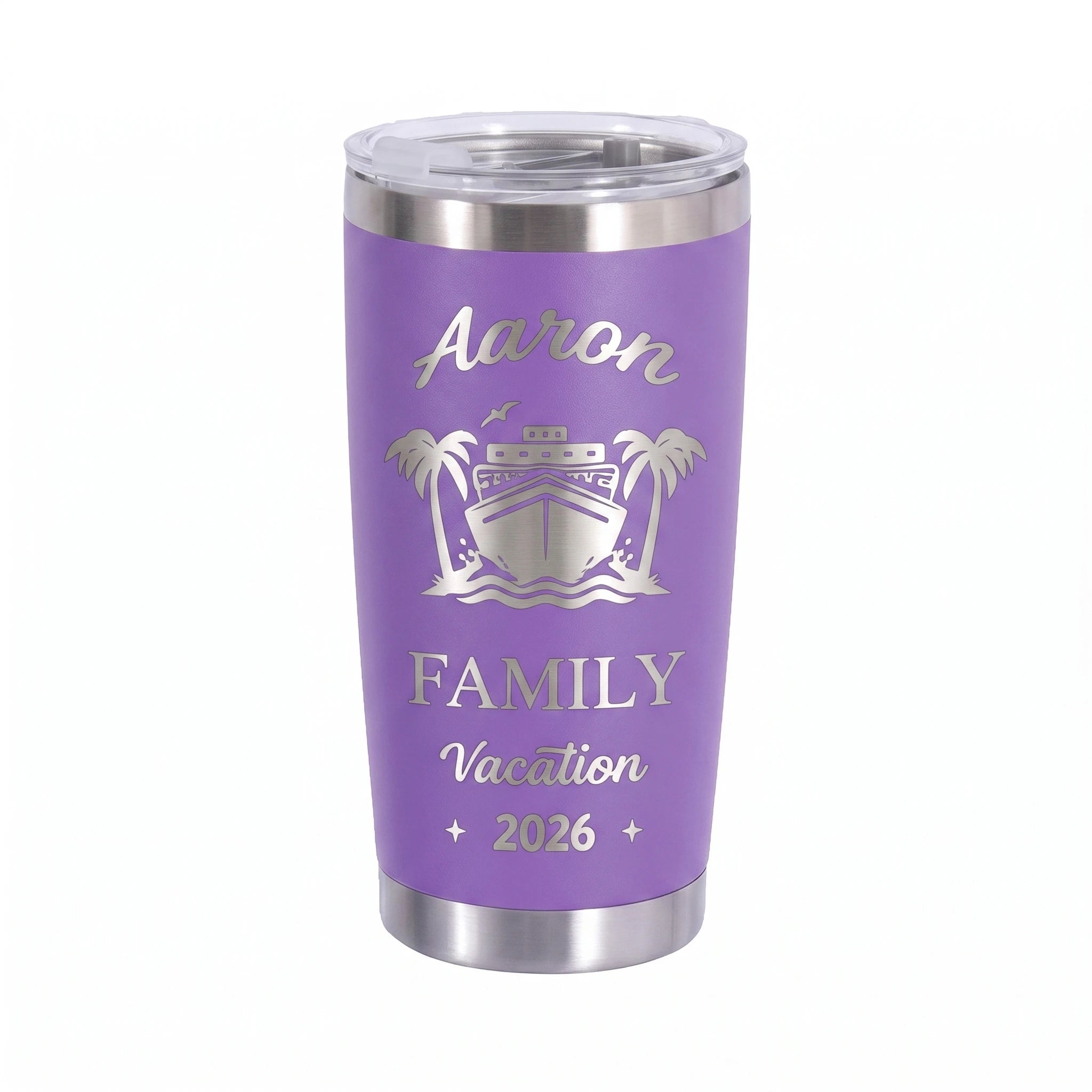 Family Vacation Cruise Tumbler | Personalized 20oz Laser Engraved | Custom Name & Year